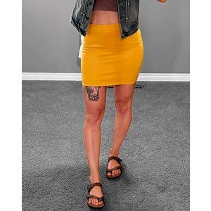 Boho Revamped Yellow Mini Skirt (Size M)